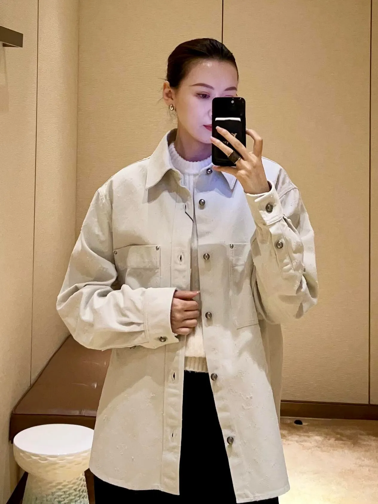 Louis Vuitton/Louis Vuitton presbyopic needle-punched denim shirt jacket